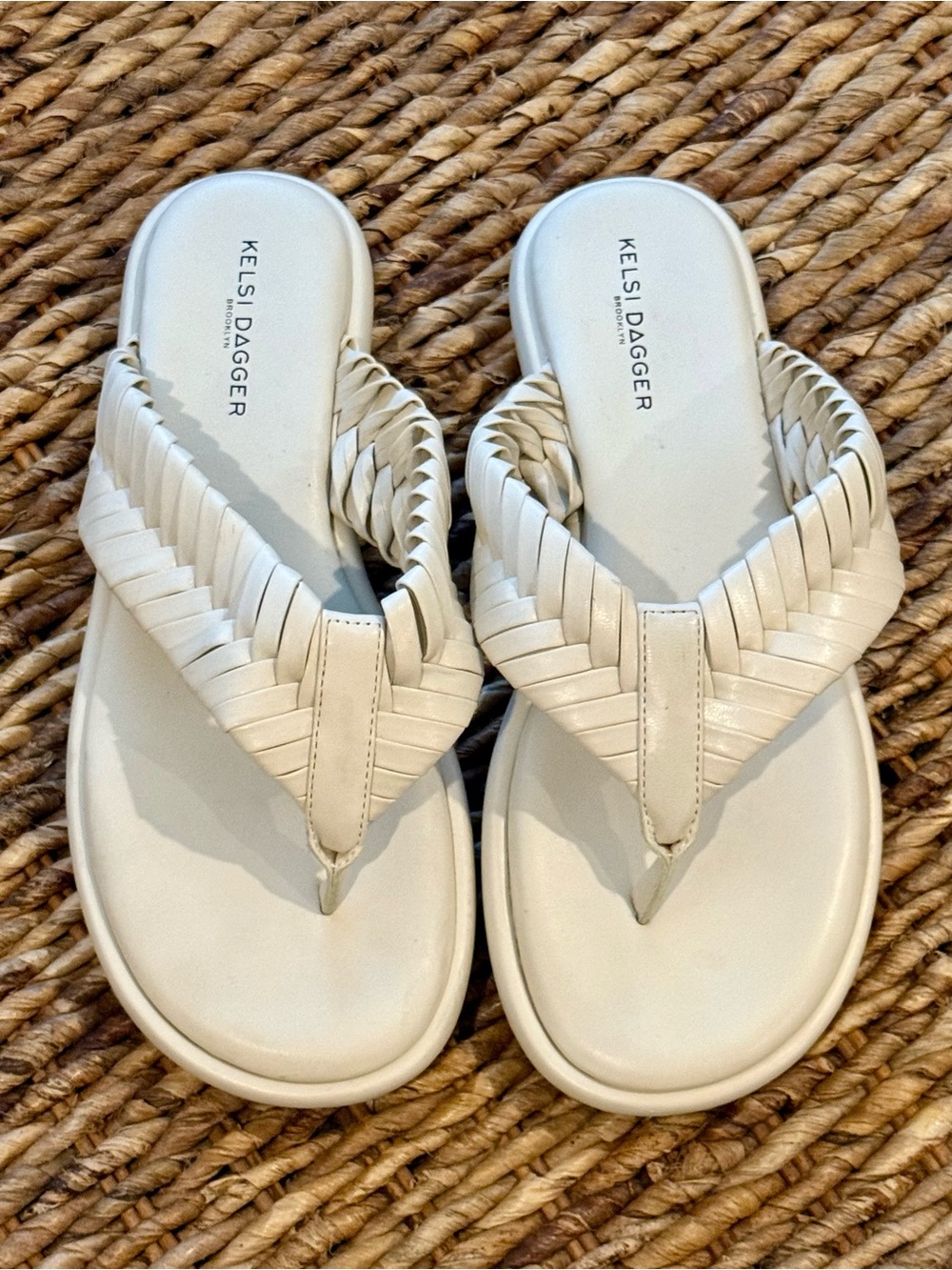 Kelsi Dagger Cream Braided Thong Sandals